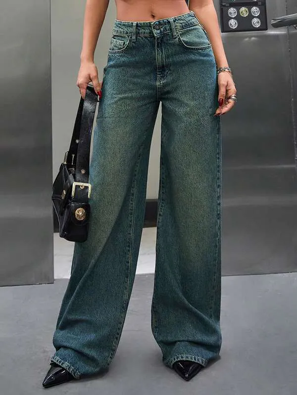 Smoky Wash Wide Leg Jeans