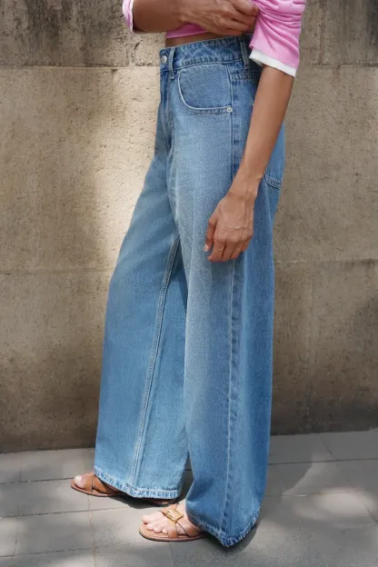 Y2K Cropped Wide Leg Jeans