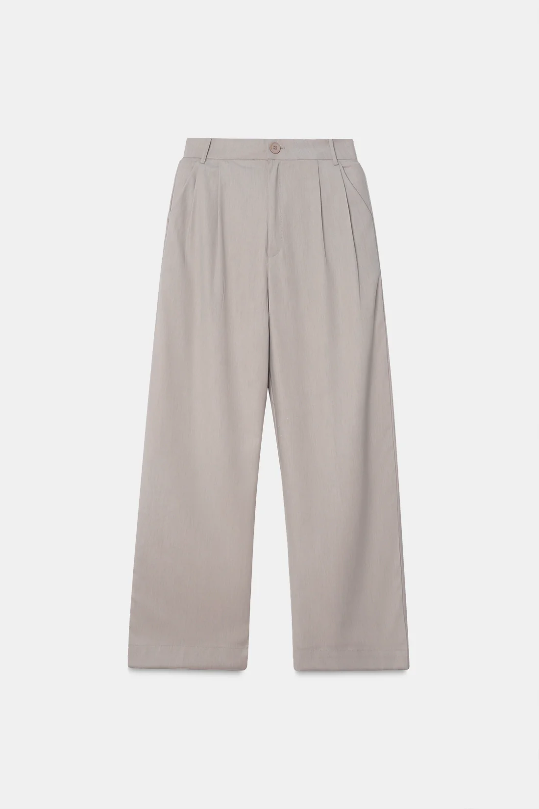 Relaxed Fit Beige Pleated Trousers