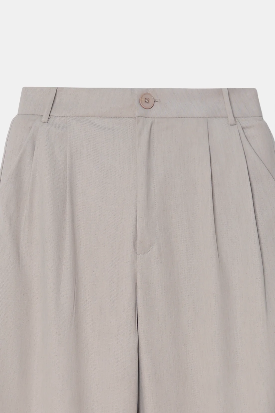 Relaxed Fit Beige Pleated Trousers