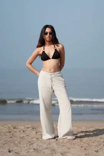 Beige Linen Lounge Pants