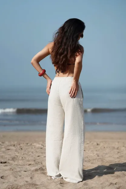Beige Linen Lounge Pants