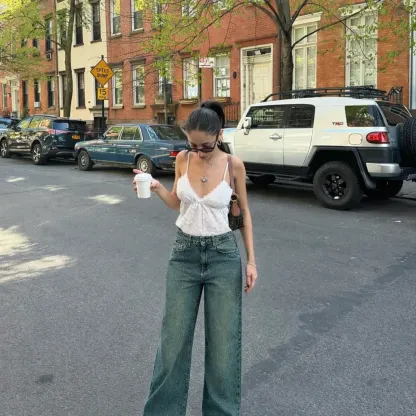 Smoky Wash Wide Leg Jeans