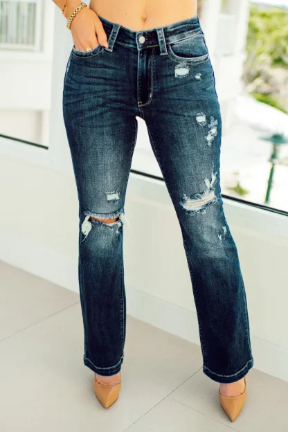 Judy Blue Adore Me Distressed Bootcut Jeans