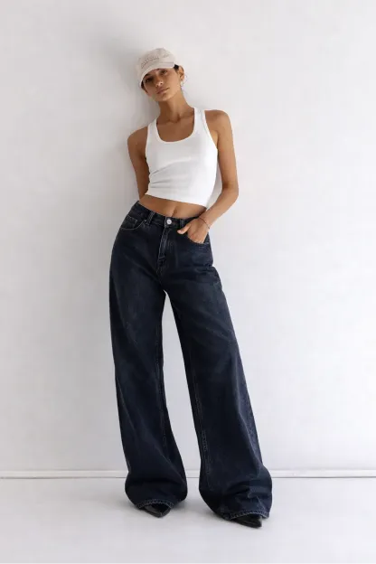 Midnight Blue Wide Leg Jeans