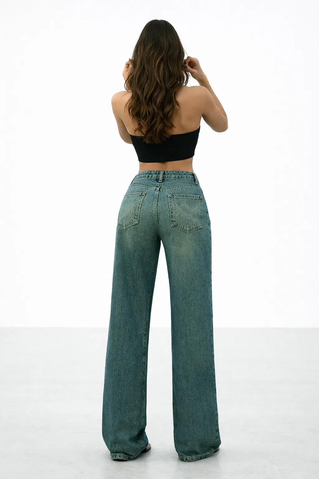 Smoky Wash Wide Leg Jeans