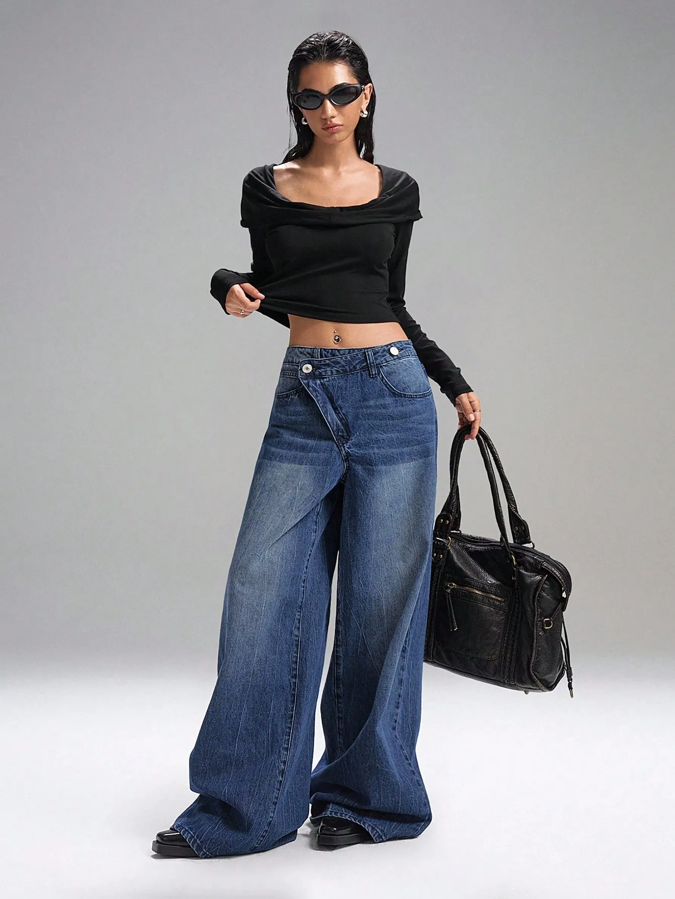 Raw Edge Extra Wide Leg Jeans