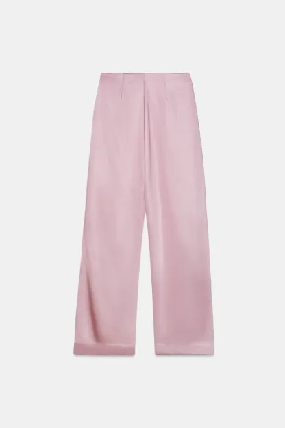 Minimalist Pink Satin Trousers