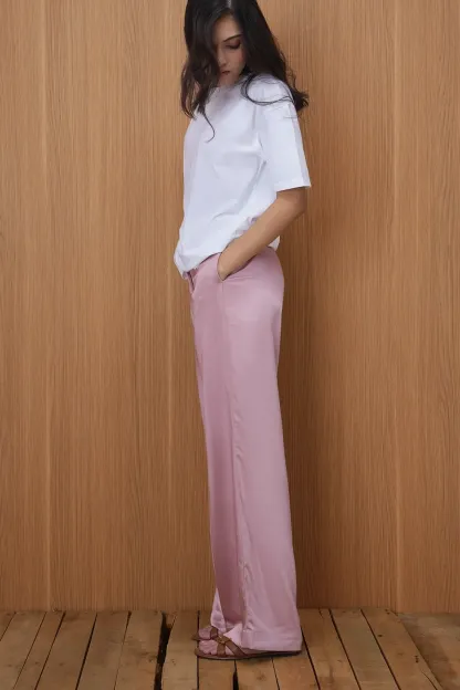 Minimalist Pink Satin Trousers