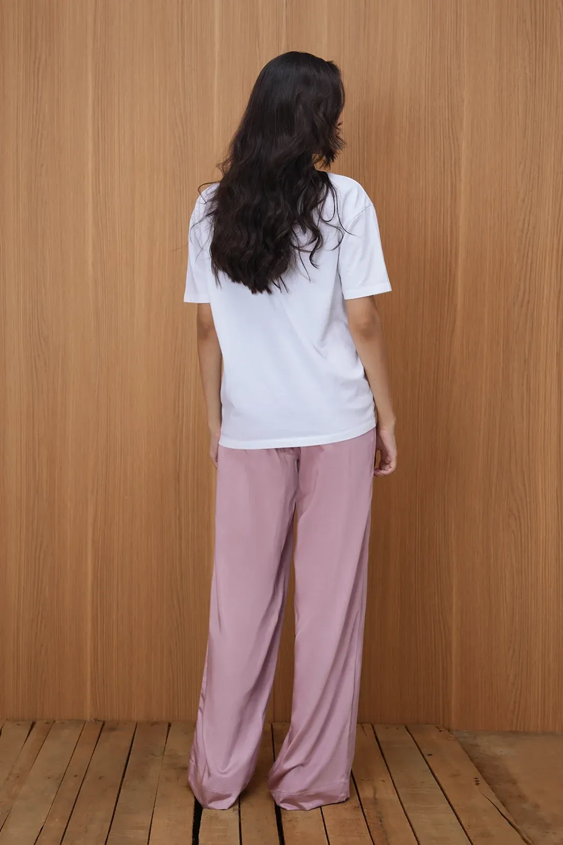 Minimalist Pink Satin Trousers
