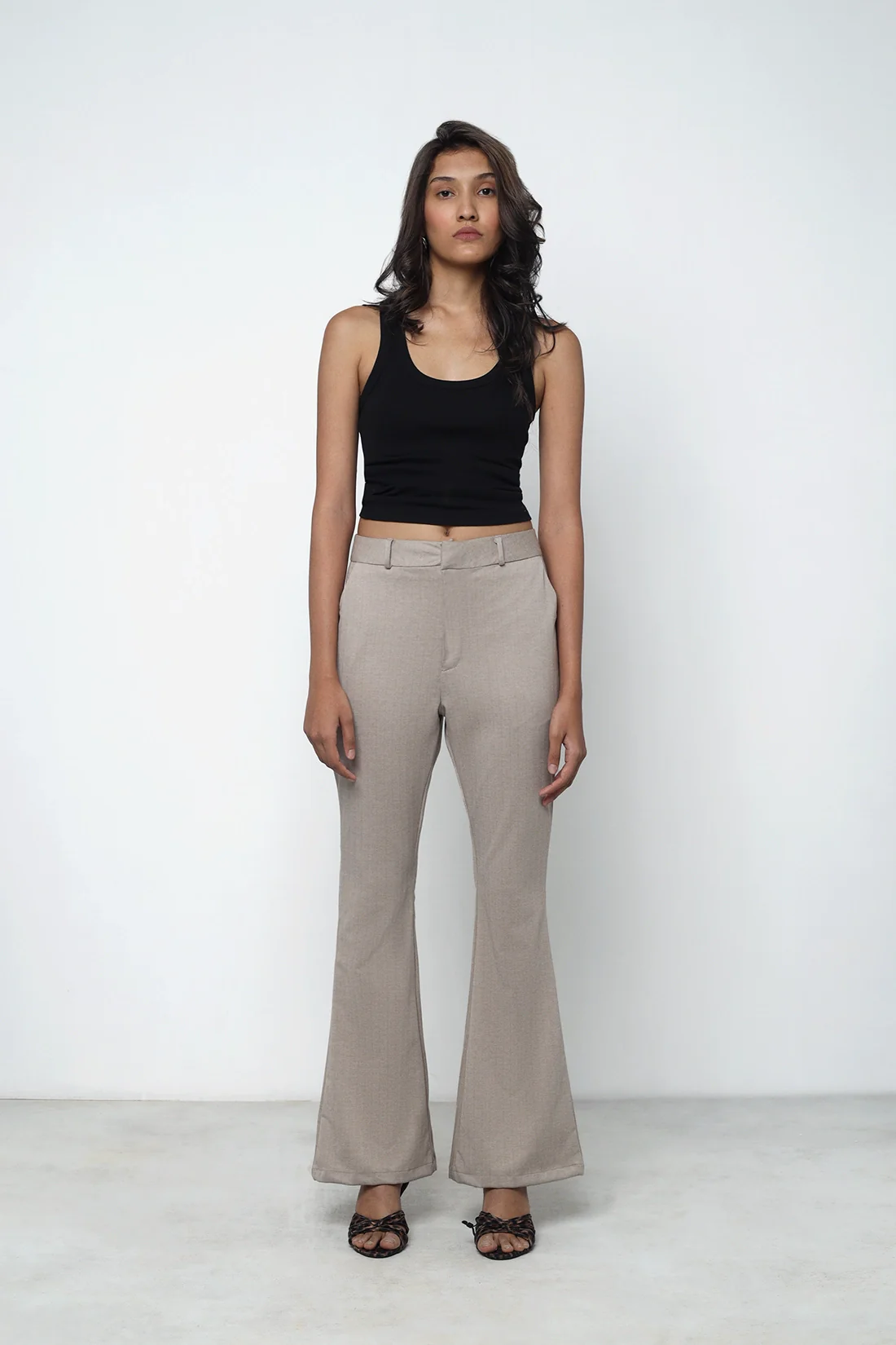 Beige Flared Trousers