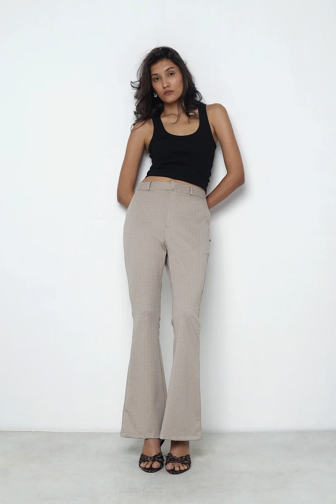 Beige Flared Trousers