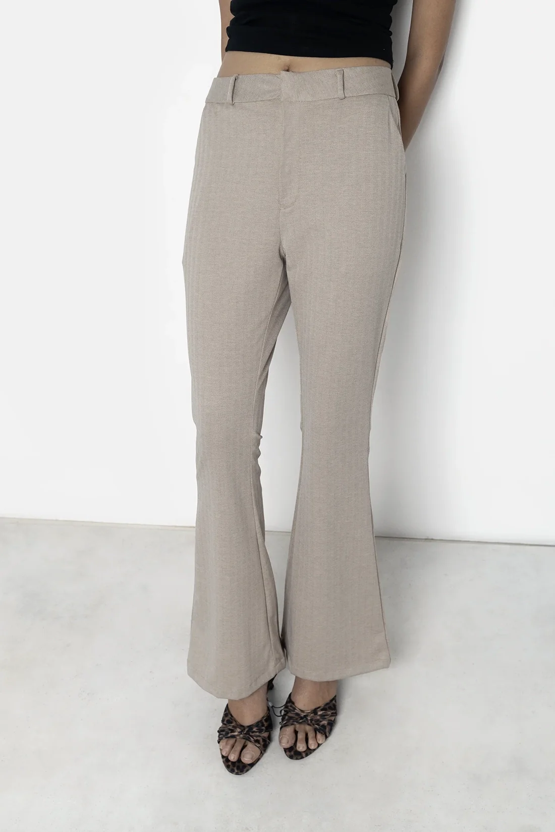 Beige Flared Trousers