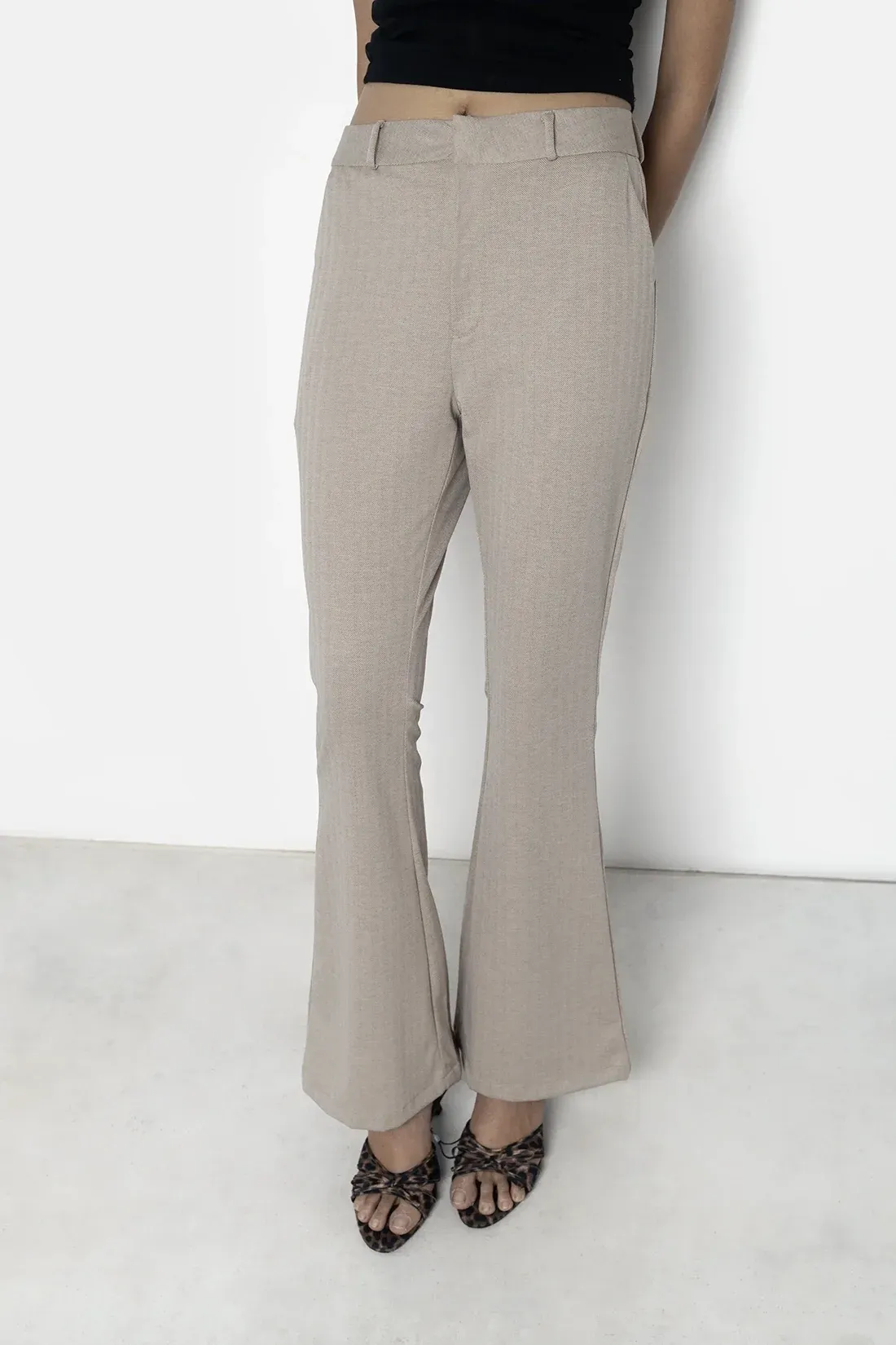Beige Flared Trousers