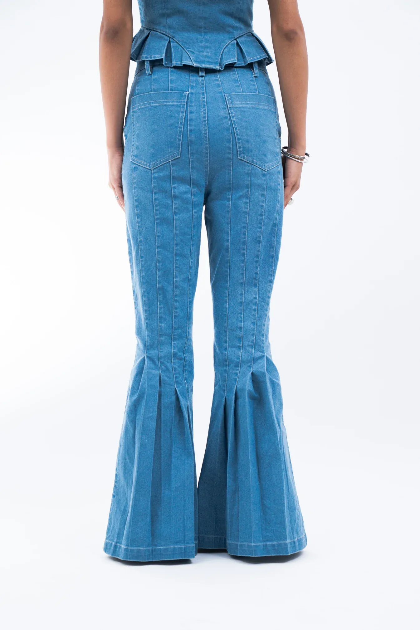 Pleated Bootcut Jeans