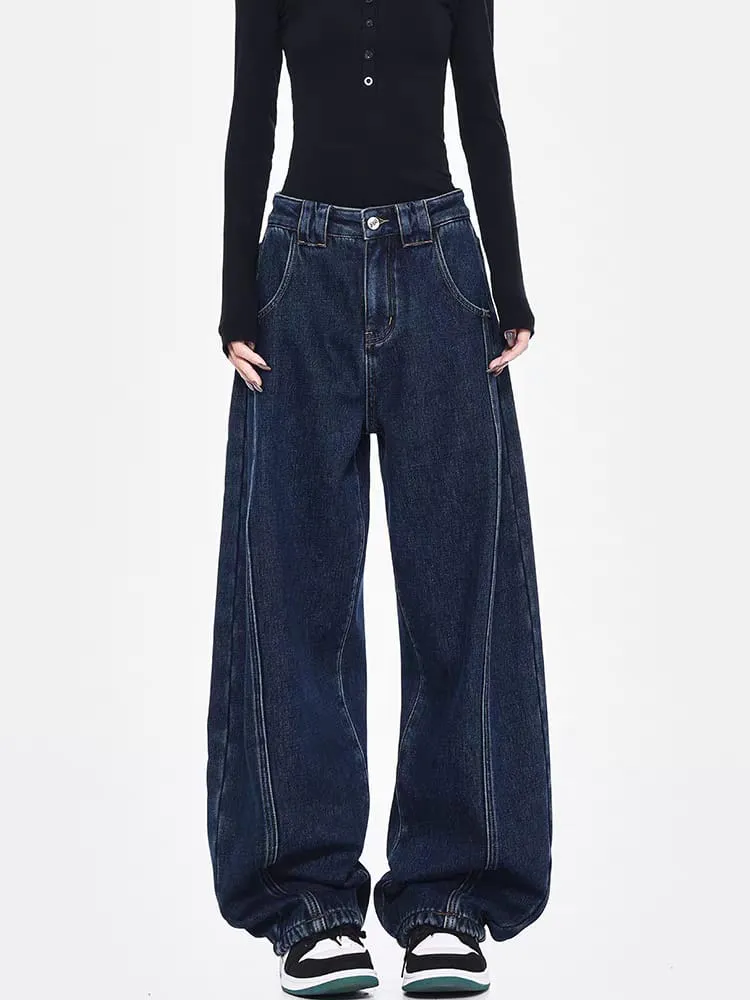 Night River Baggy Fit Jeans with Panel Detailing