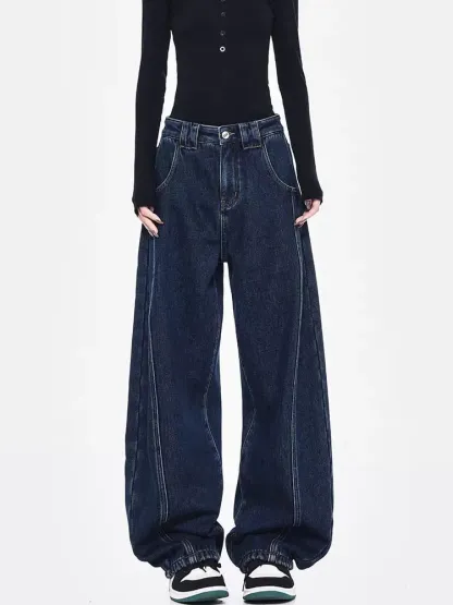 Night River Baggy Fit Jeans with Panel Detailing