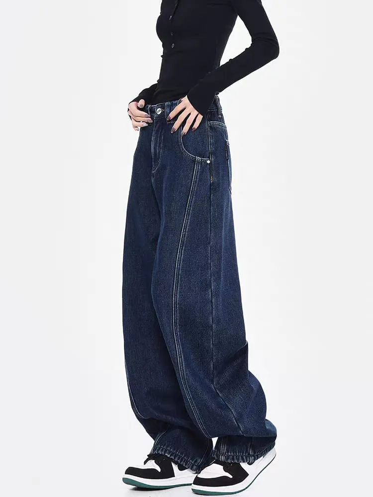Night River Baggy Fit Jeans with Panel Detailing