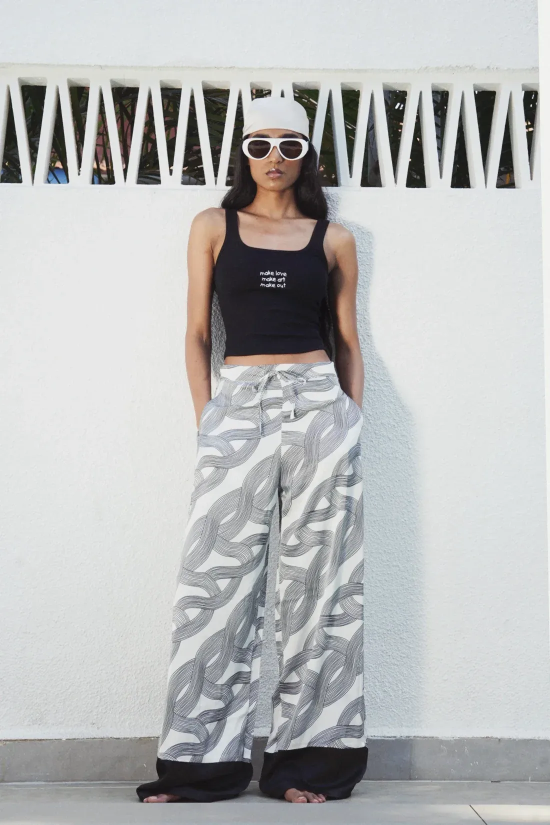 Silky Printed Satin Pants