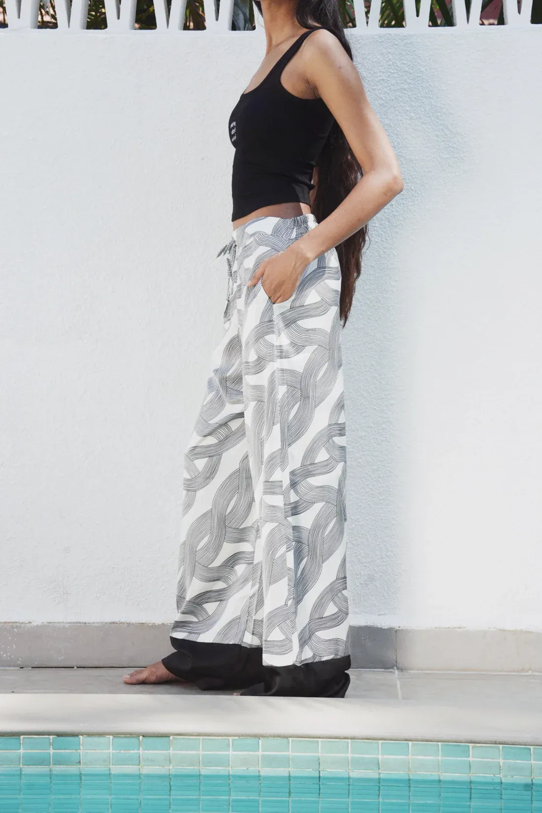 Silky Printed Satin Pants
