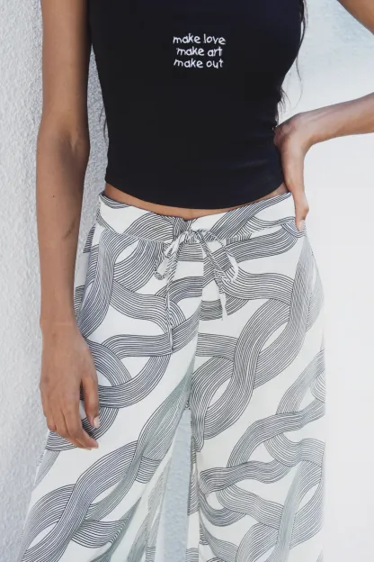 Silky Printed Satin Pants