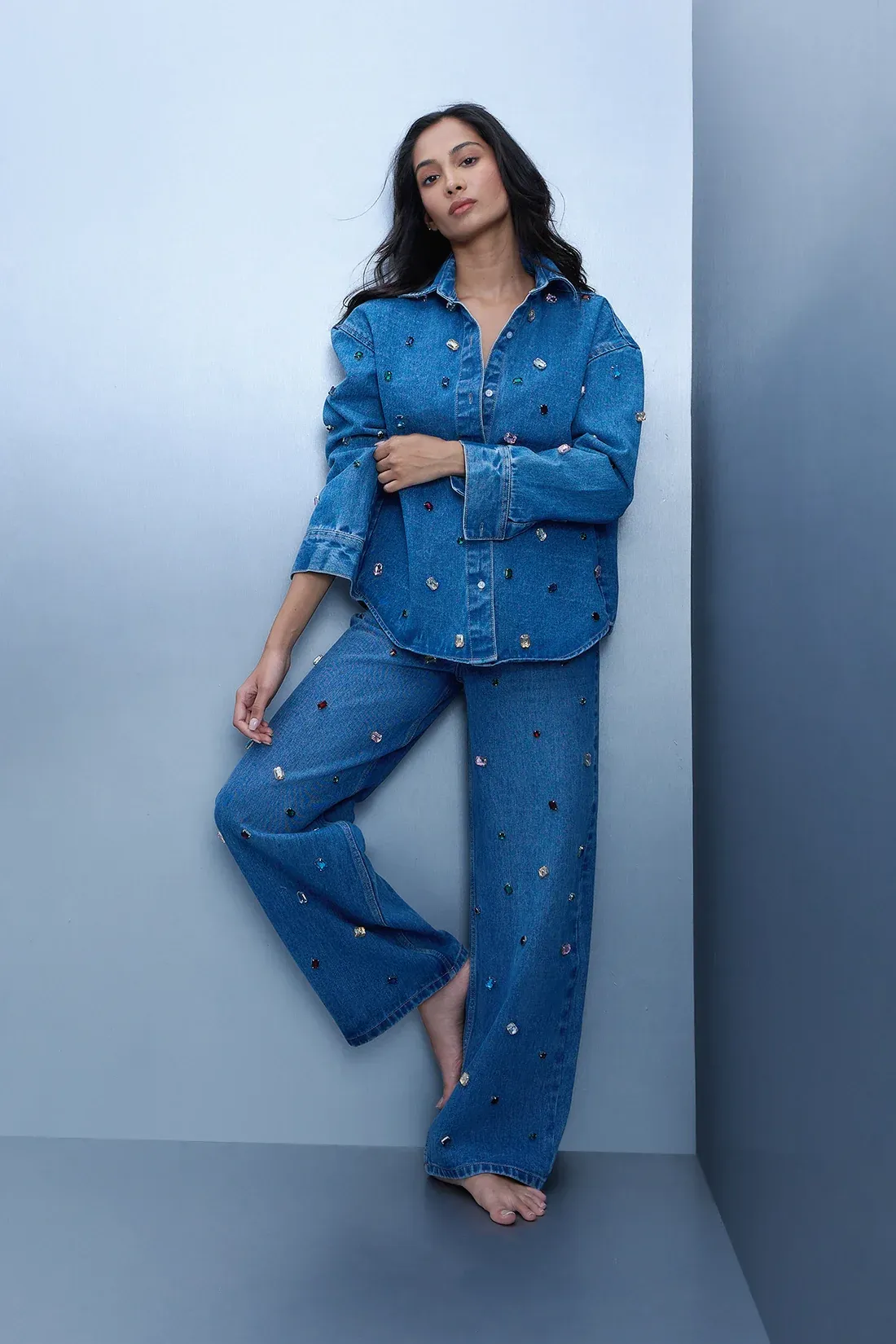 Embellished Straight Leg Jeans