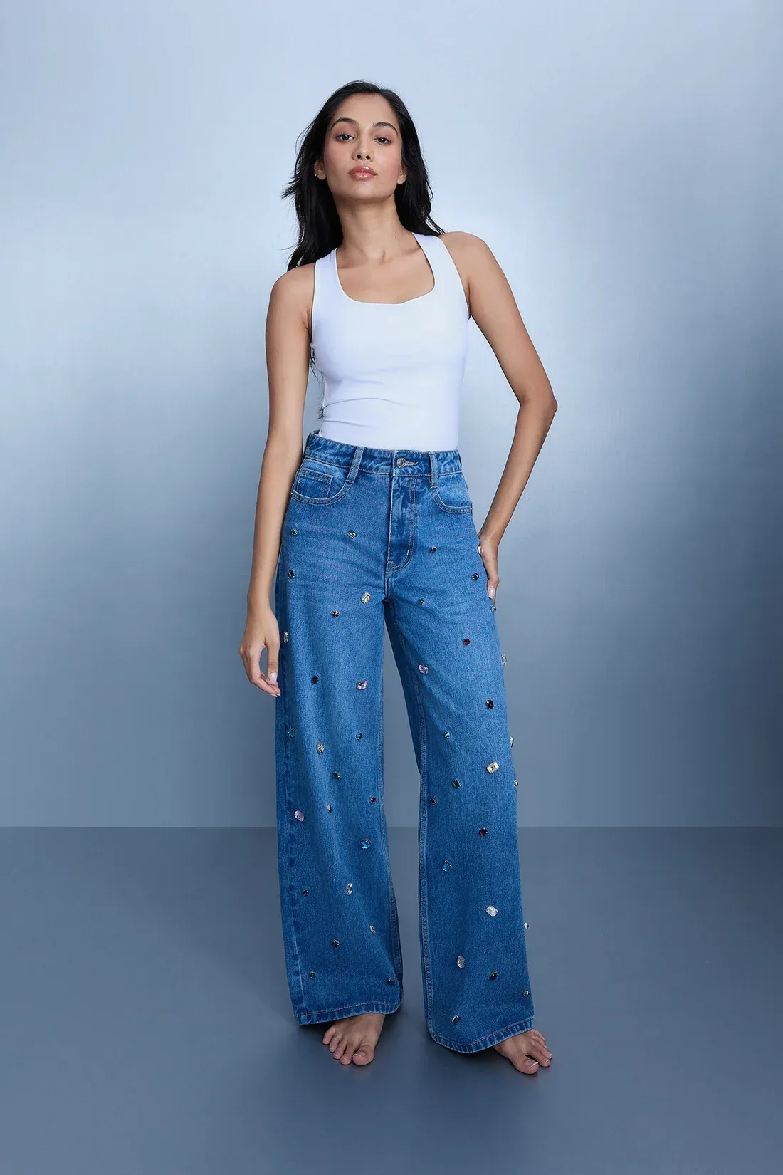 Embellished Straight Leg Jeans
