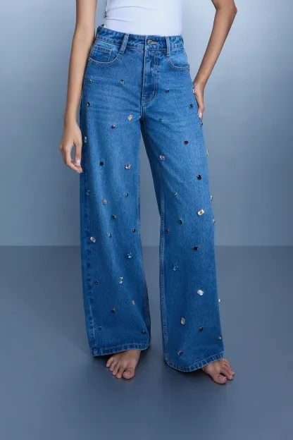 Embellished Straight Leg Jeans