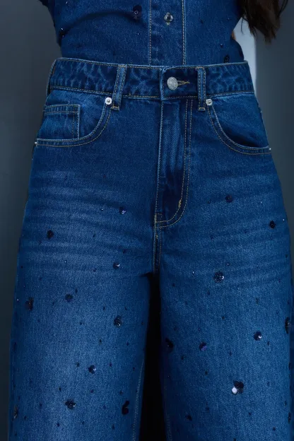 Embroidered Cropped Jeans
