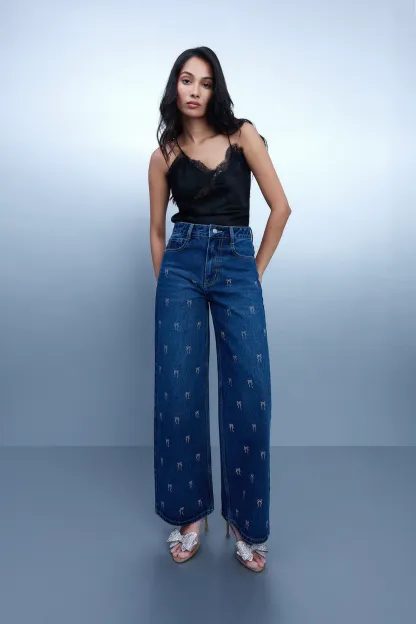 Embellished Straight Leg Jeans