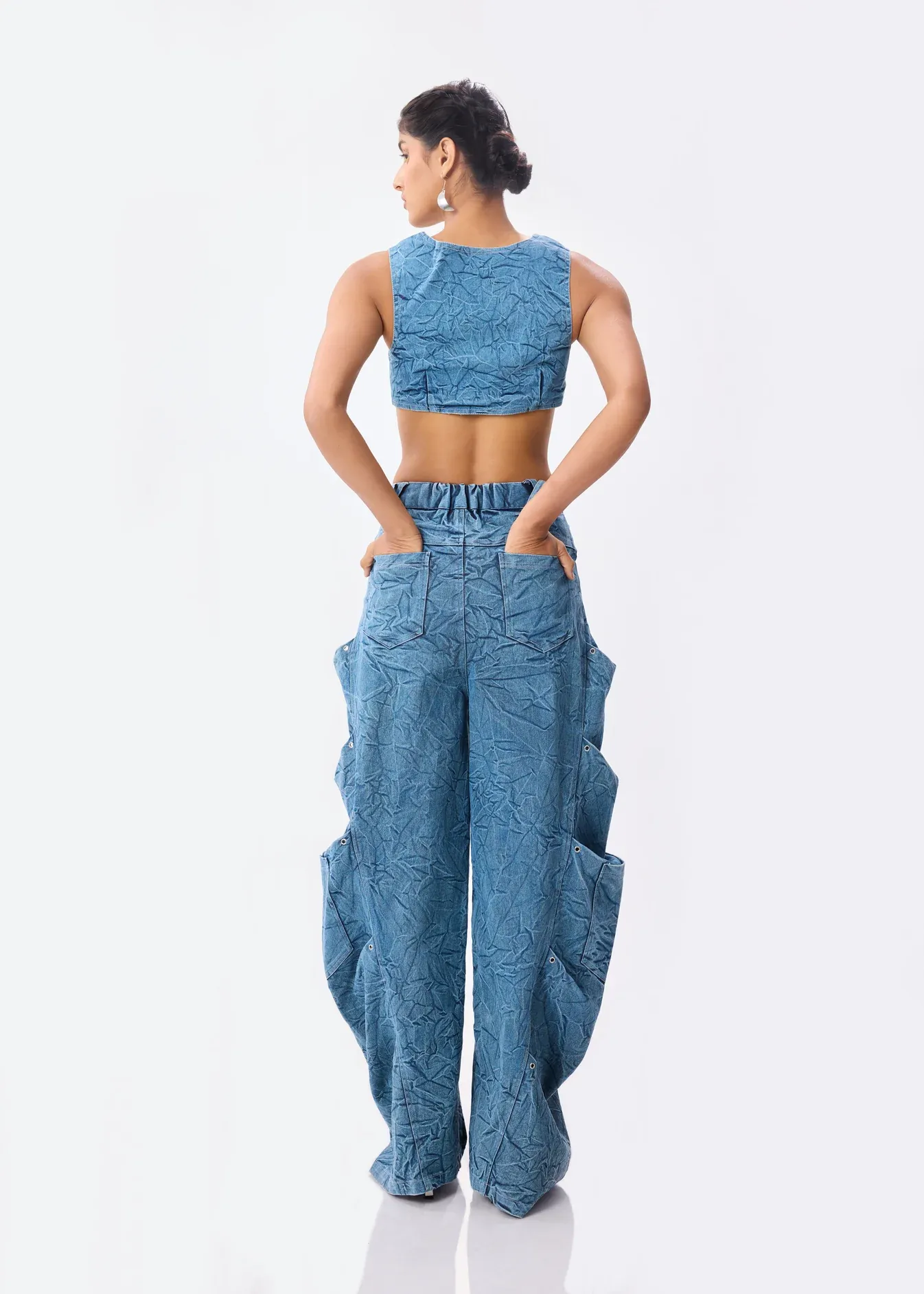 Blue Wide Fit Cargo Jeans