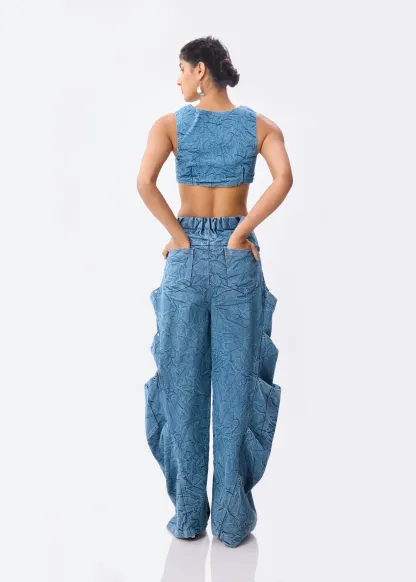 Blue Wide Fit Cargo Jeans