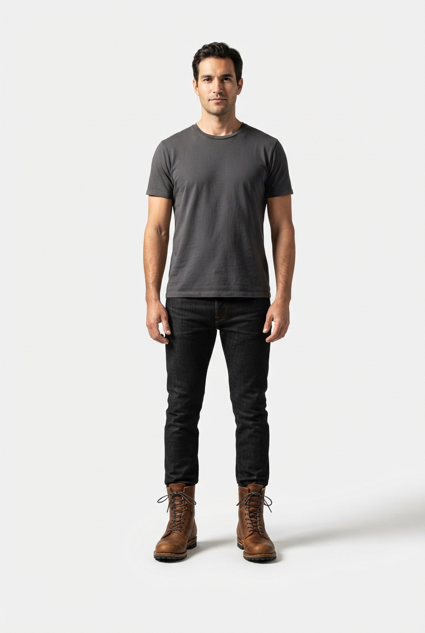 Saddle brown men's mid-calf boots with rugged soles