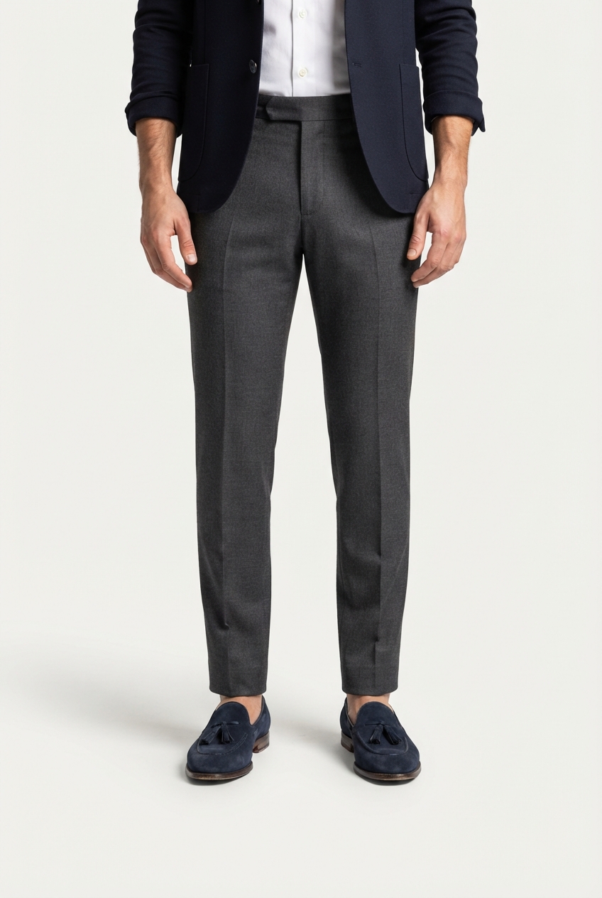 Navy men's tassel loafers for outdoor dress wear