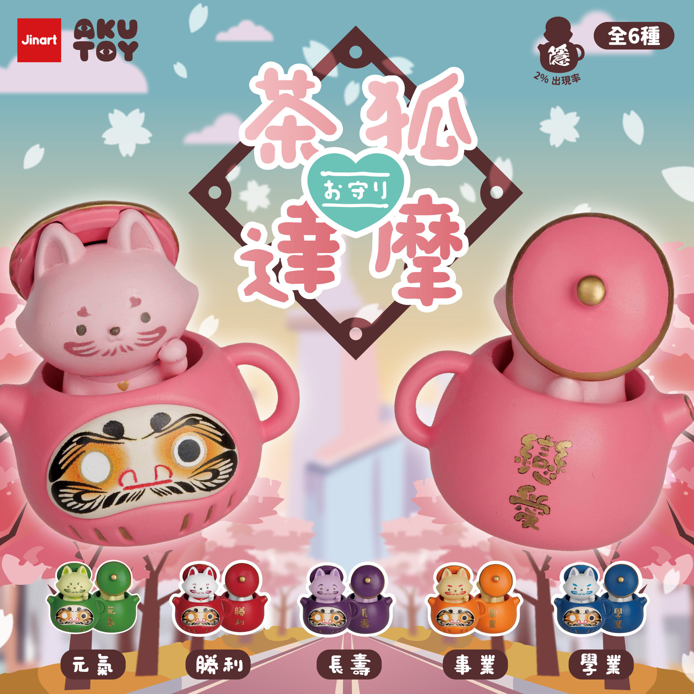 お茶狐達磨　第六弾　祈願御守【単品/BOX販売】