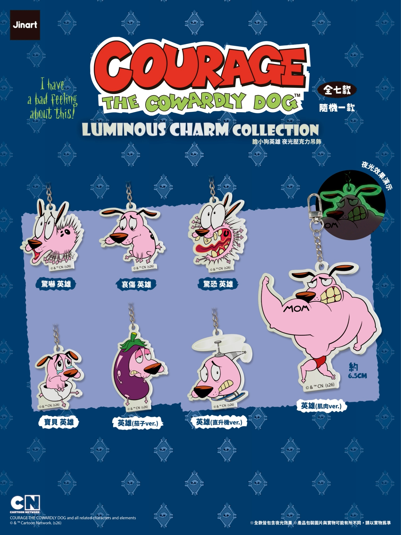 おくびょうなカーレッジくん　蓄光キーホルダー【単品/BOX販売】
