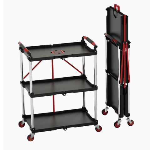 Foldable Mobile Tool Cart with Shelving