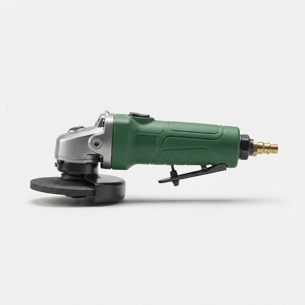 Green 7 inch pneumatic angle grinder with side handle