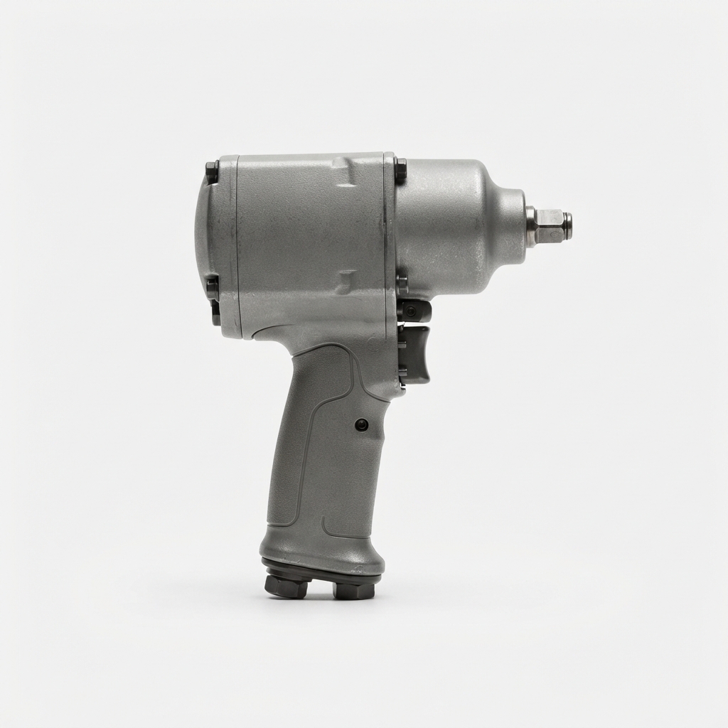 Gray 3/4 inch pneumatic impact wrench on studio background