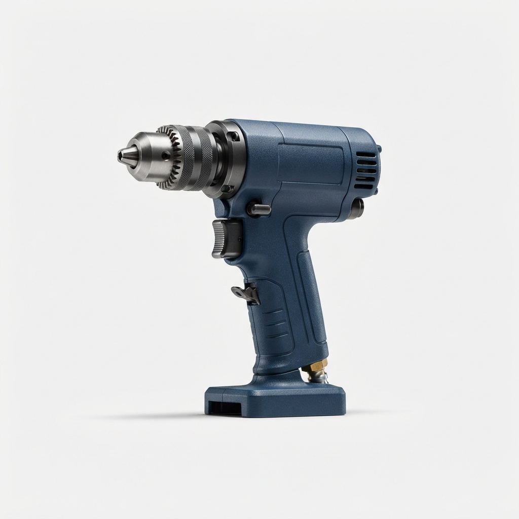 Dark blue 3/8 inch pneumatic drill with pistol grip