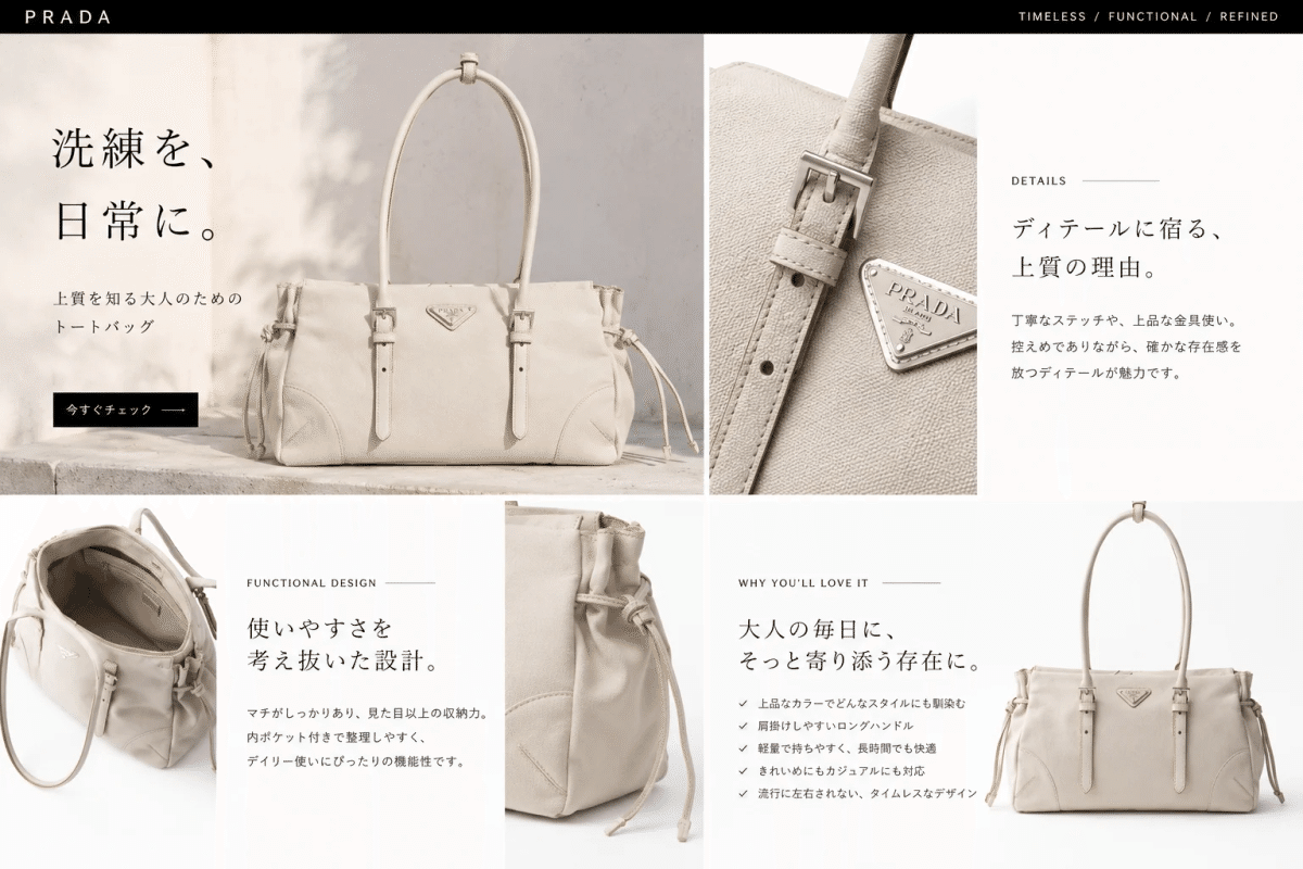 PRADA バッグ レディース トートバッグ ディテール