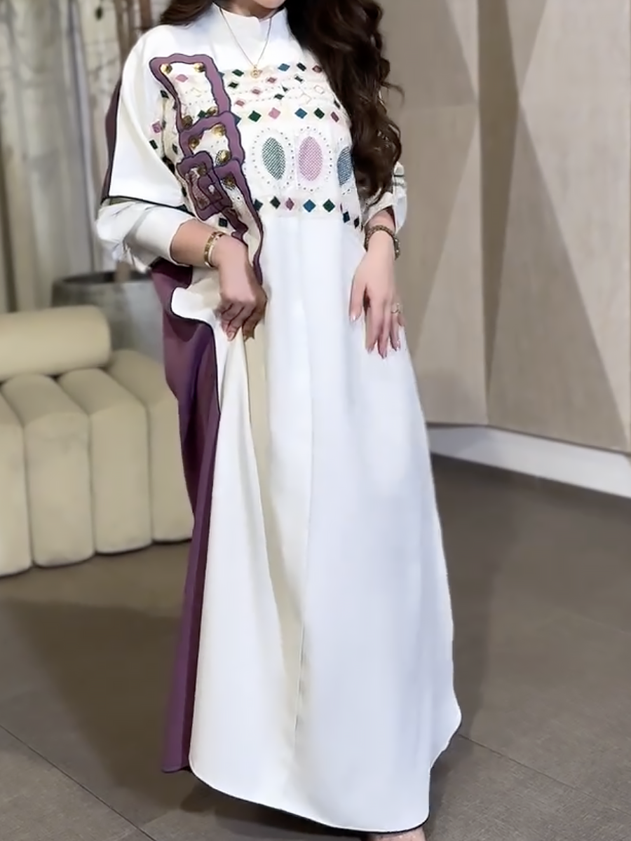 Elegant abaya with colorful embroidery