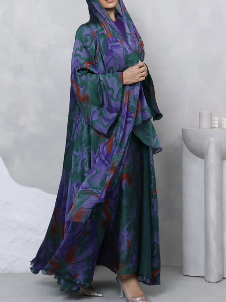 Elegant abaya set with a distinctive artistic pattern