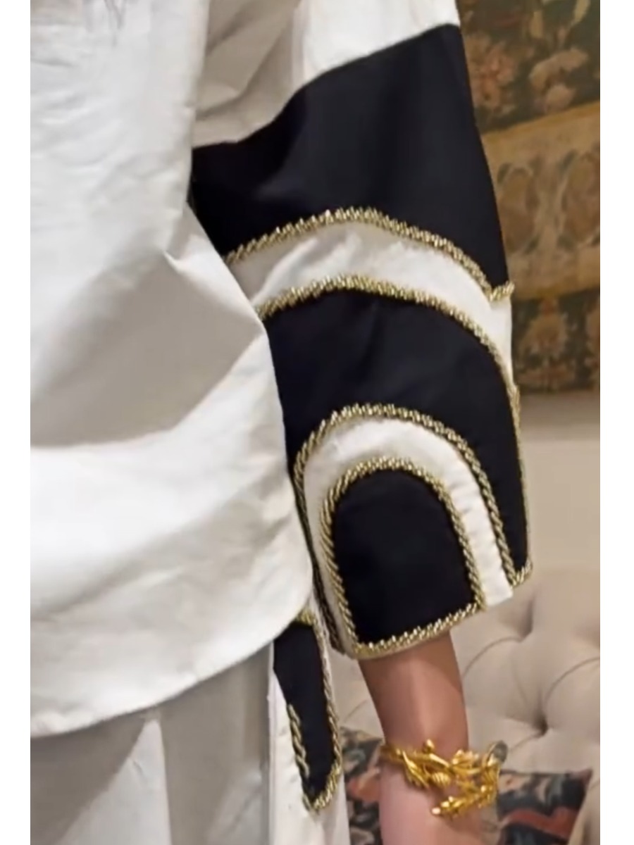 Black and white linen skirt and skirt set with embroidery