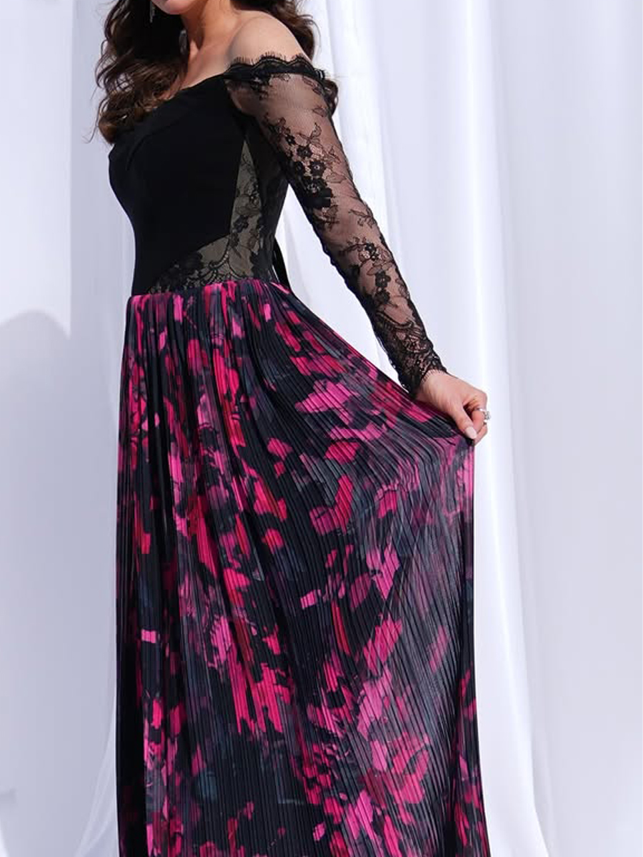 One-shoulder printed dress