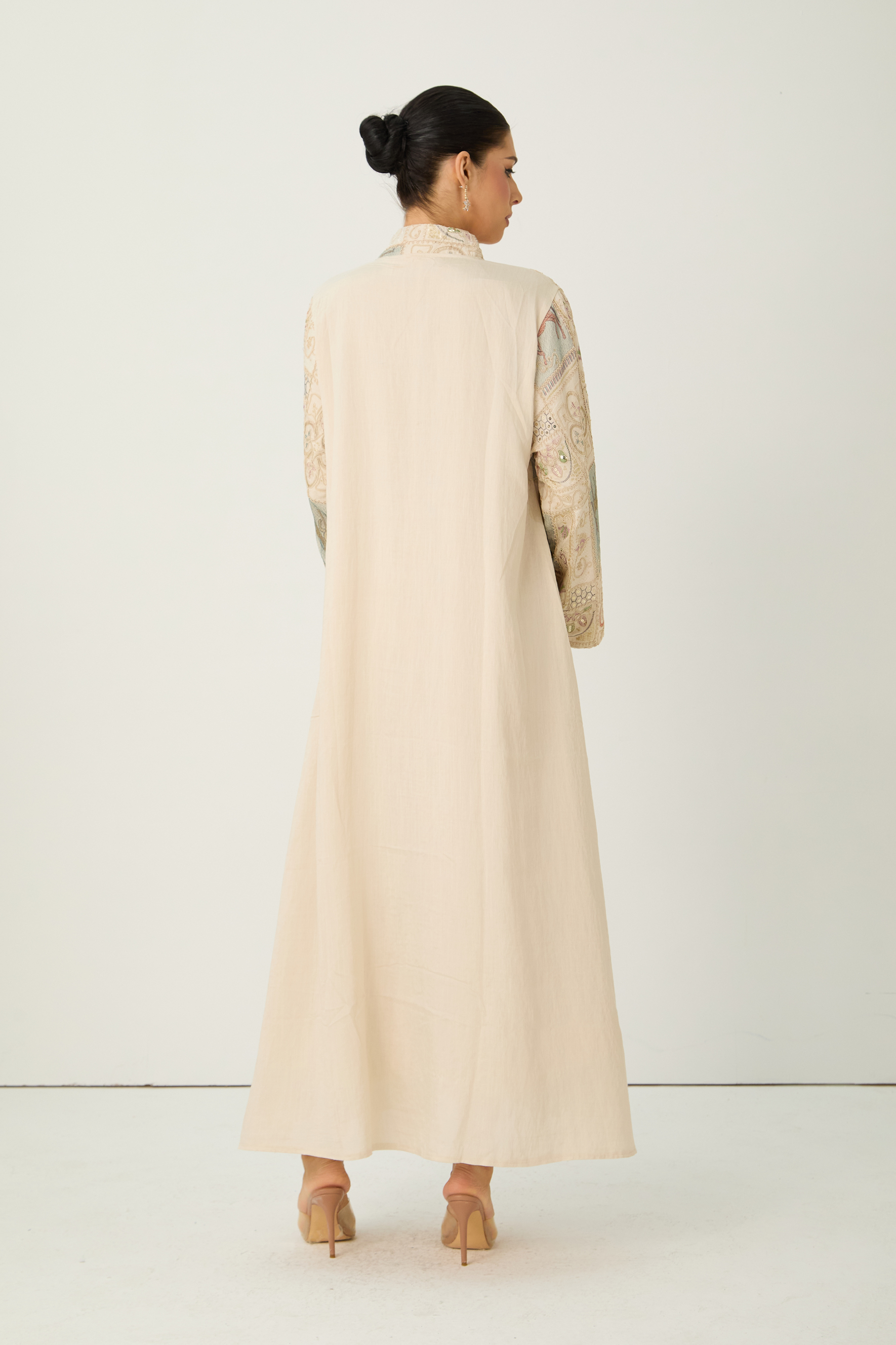 Luxury Embroidered Patchwork Horse Print Kaftan Maxi Dress