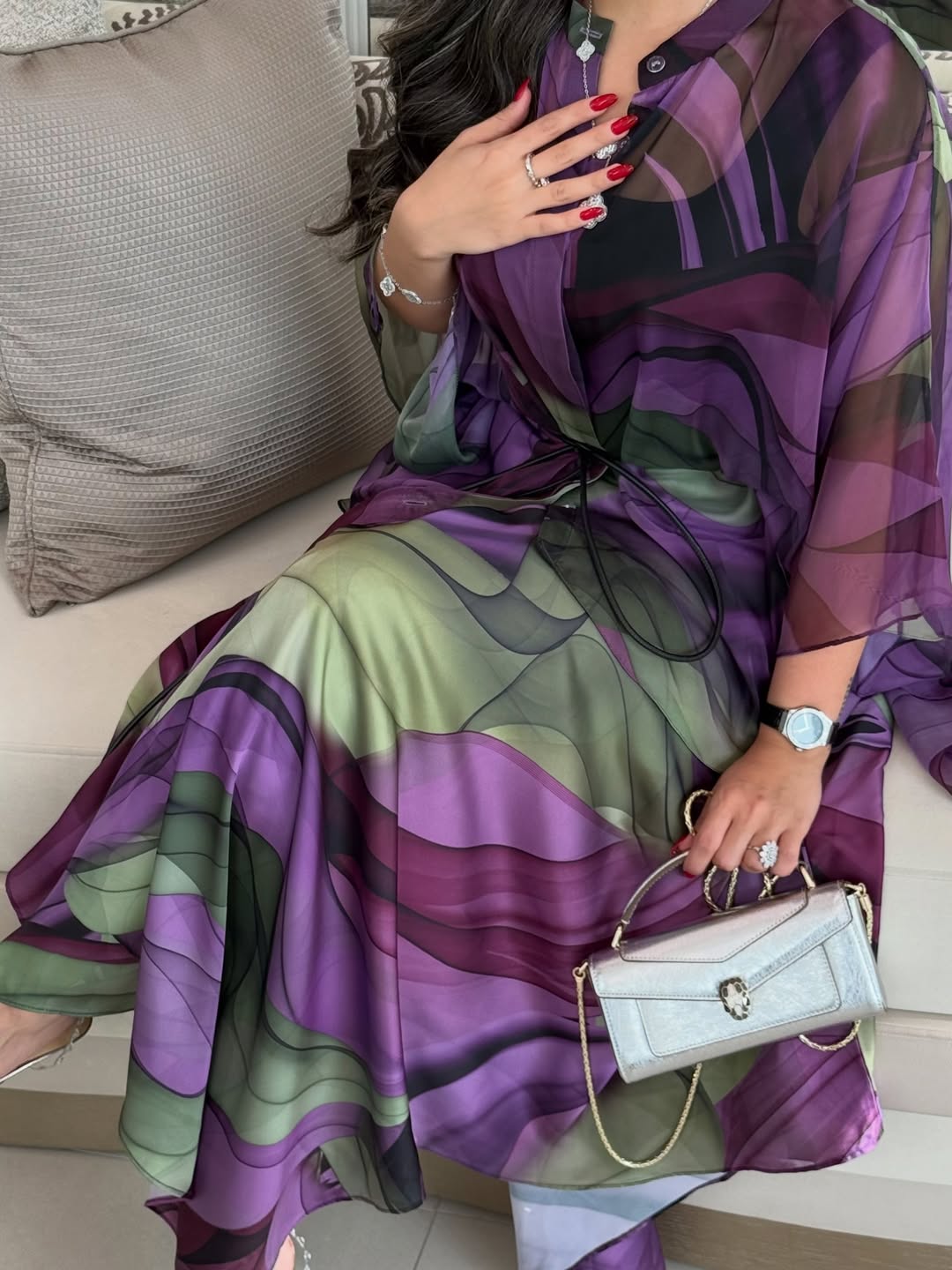 Luxurious abstract print maxi dress