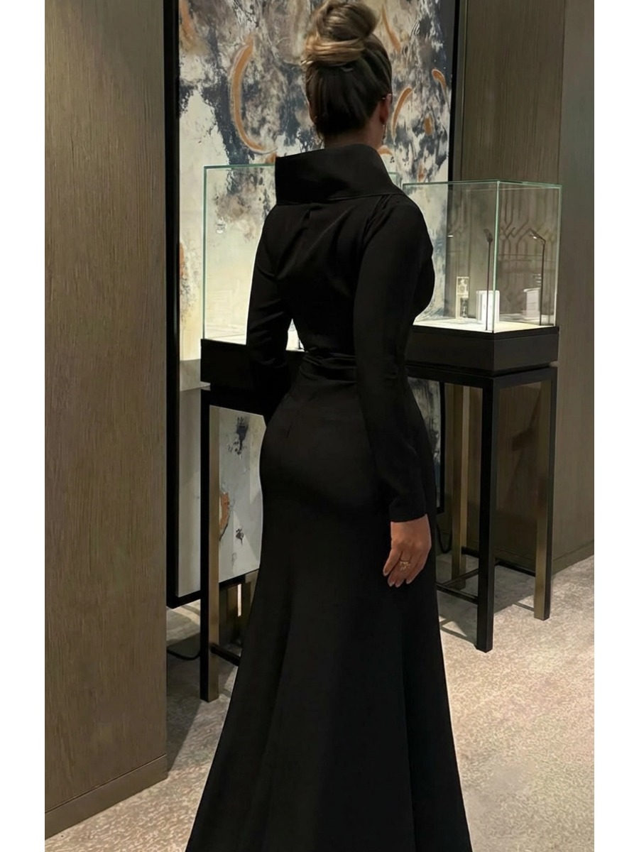 black dress with long sleeves