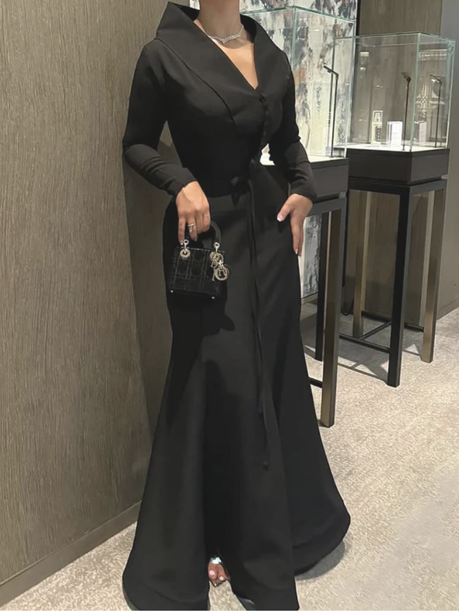 black dress with long sleeves