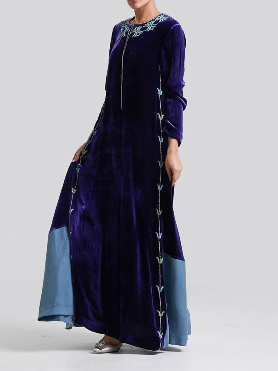 Luxurious velvet dress with elegant embroidery